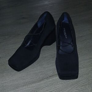 Reaction Kenneth Cole black block 3.25" heel square toe   Sz 7.5  NWOT